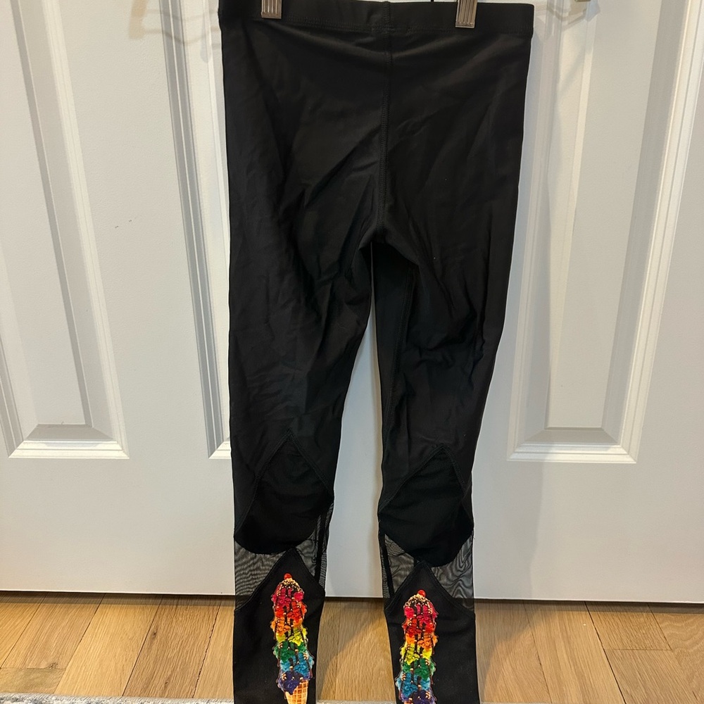 Terez Black Leggings with Rainbow Ice Cream Ankles